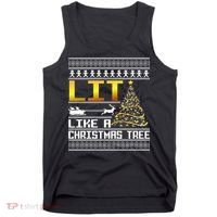 Lit Like a Christmas Tree Funny Ugly Christmas Tank Top thumb 0