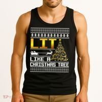 Lit Like a Christmas Tree Funny Ugly Christmas Tank Top thumb 3