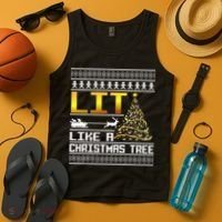 Lit Like a Christmas Tree Funny Ugly Christmas Tank Top thumb 4