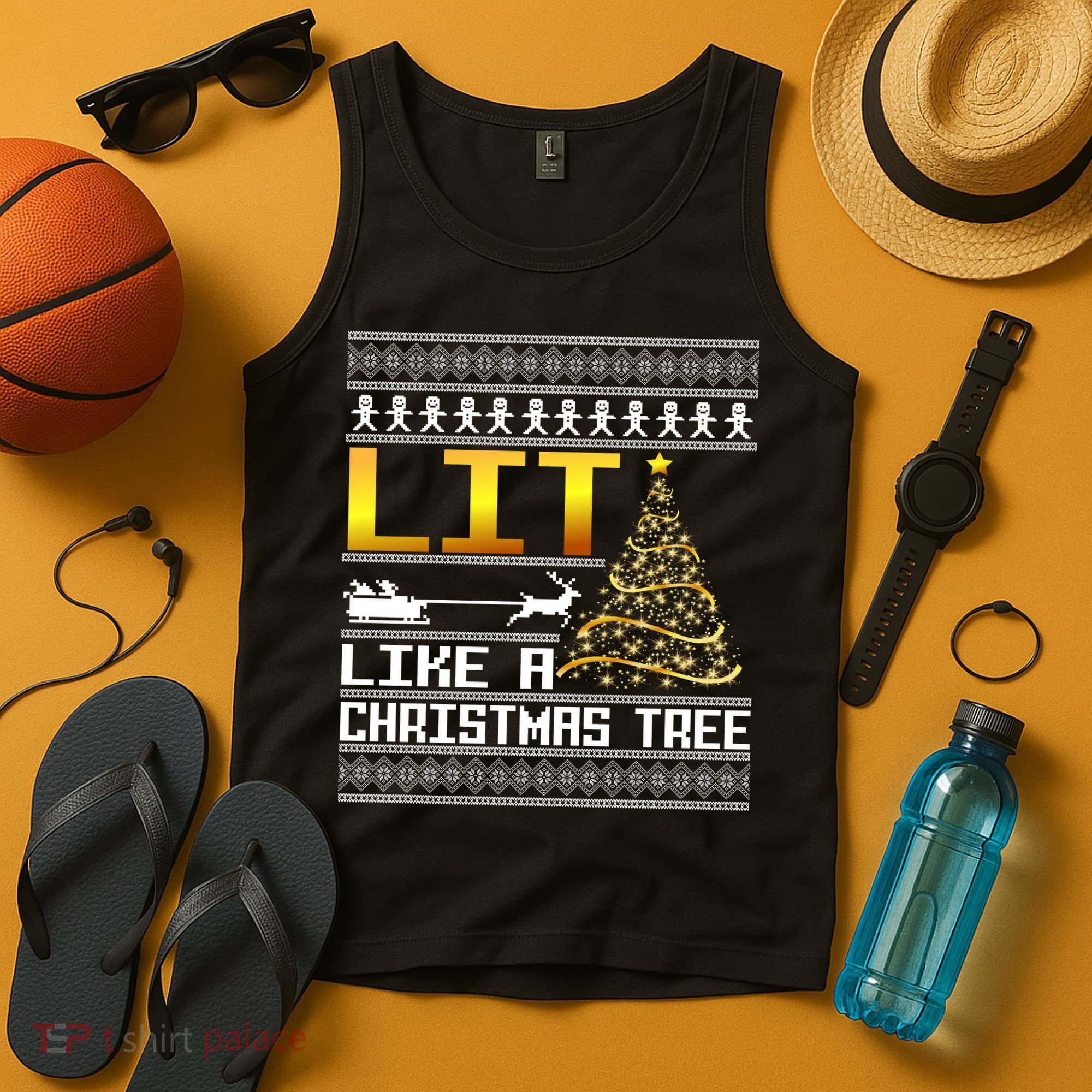 Lit Like a Christmas Tree Funny Ugly Christmas Tank Top