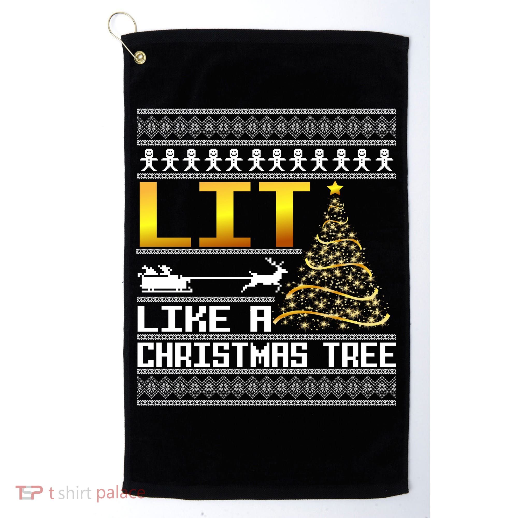 Lit Like a Christmas Tree Funny Ugly Christmas Golf Towel