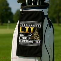 Lit Like a Christmas Tree Funny Ugly Christmas Golf Towel thumb 2