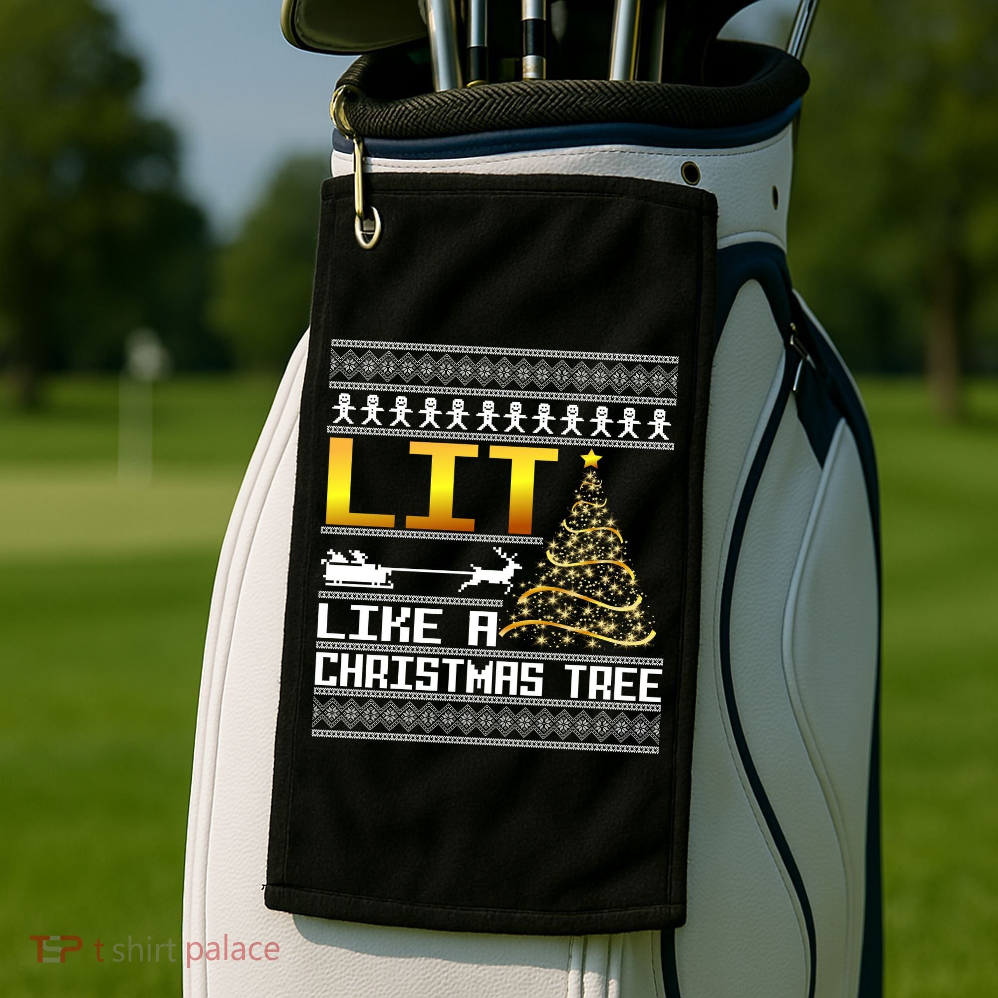 Lit Like a Christmas Tree Funny Ugly Christmas Golf Towel