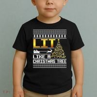 Lit Like a Christmas Tree Funny Ugly Christmas Toddler T-Shirt thumb 2
