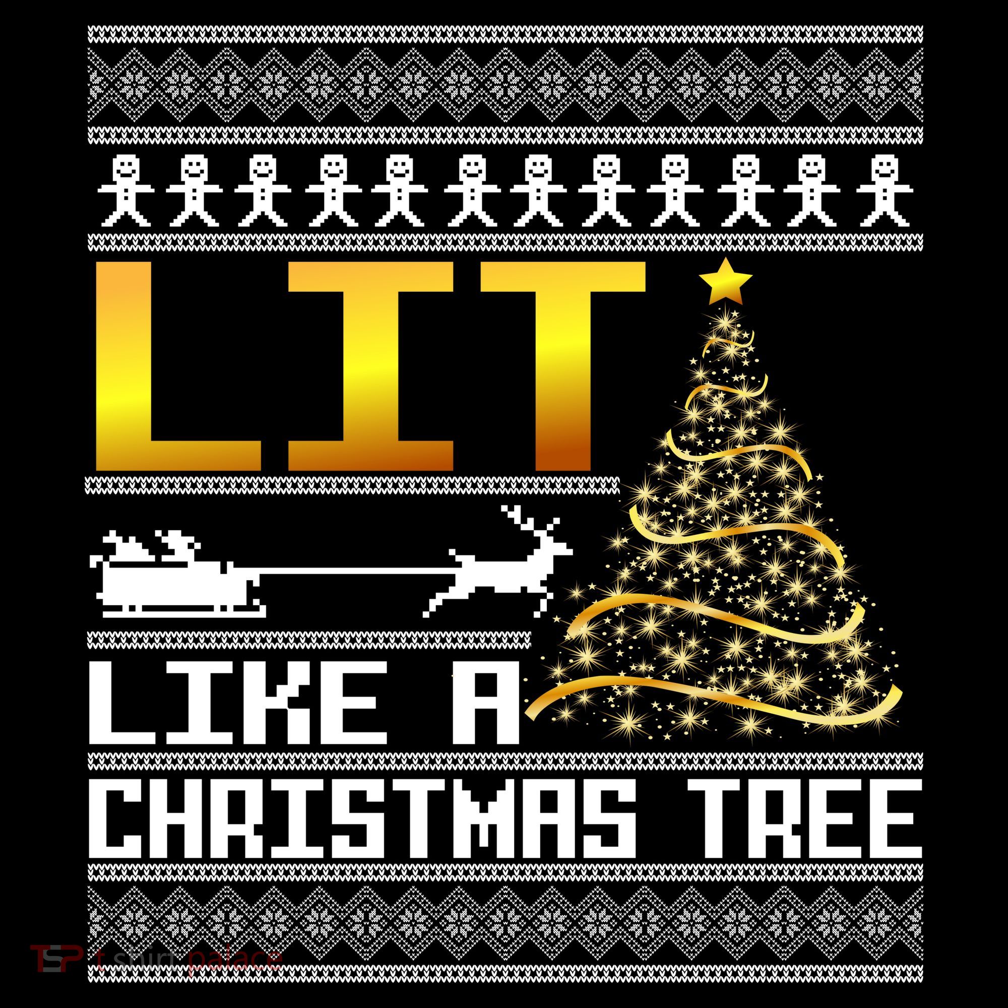 Lit Like a Christmas Tree Funny Ugly Christmas Kids T-Shirt