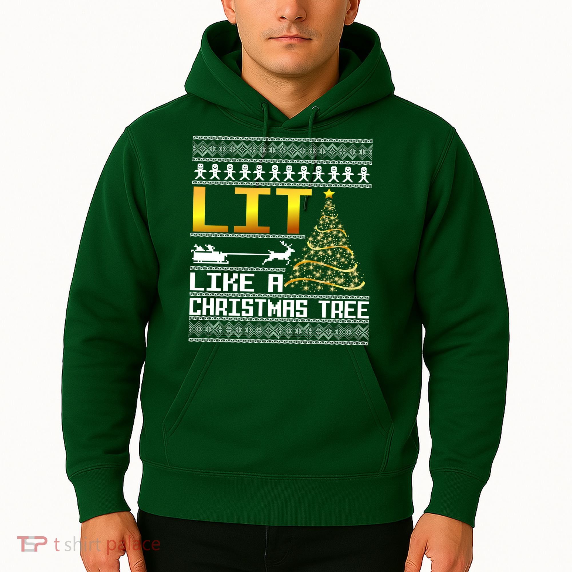 Lit Like a Christmas Tree Funny Ugly Christmas Hoodie