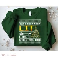 Lit Like a Christmas Tree Funny Ugly Christmas Sweatshirt thumb 2