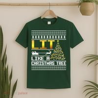 Lit Like a Christmas Tree Funny Ugly Christmas T-Shirt thumb 2