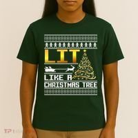 Lit Like a Christmas Tree Funny Ugly Christmas T-Shirt thumb 4