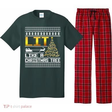 Lit Like a Christmas Tree Funny Ugly Christmas Pajama Set