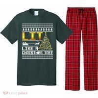 Lit Like a Christmas Tree Funny Ugly Christmas Pajama Set thumb 0