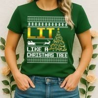Lit Like a Christmas Tree Funny Ugly Christmas Women's T-Shirt thumb 2