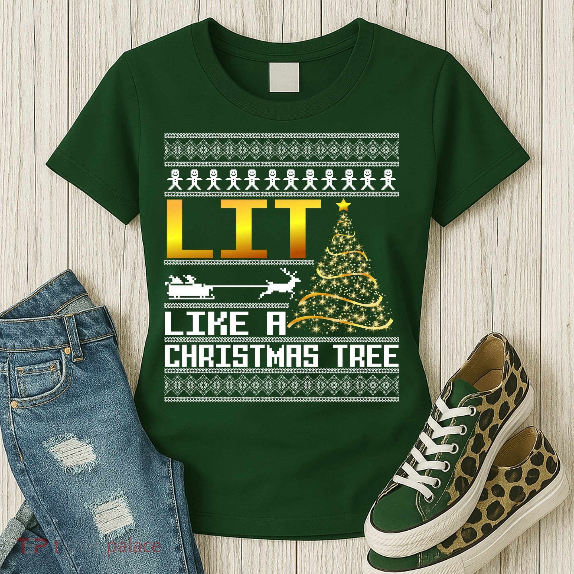 Lit Like a Christmas Tree Funny Ugly Christmas Women's T-Shirt