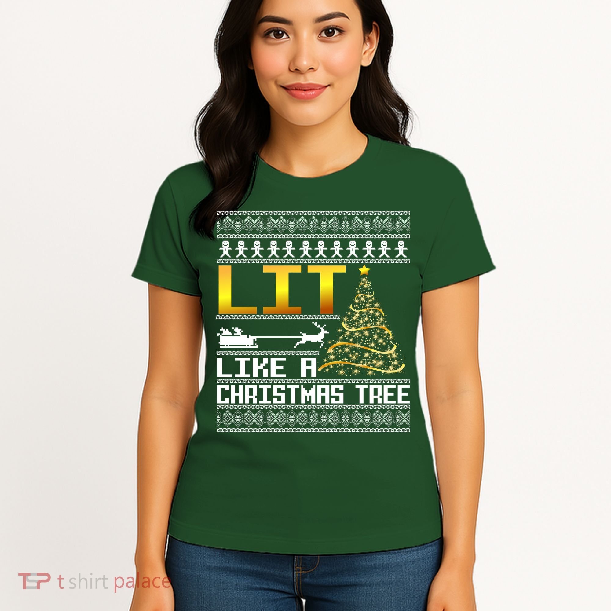 Lit Like a Christmas Tree Funny Ugly Christmas Women's T-Shirt