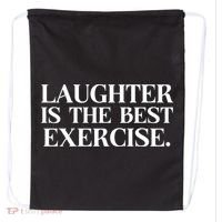 Laughter Is The Best Exercise Laughter Is The Best Medicine Funny Saying Drawstring Bag thumb 0