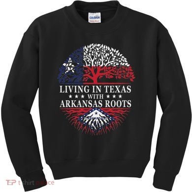 Living In Texas With Arkansas Roots Kids Sweatshirt