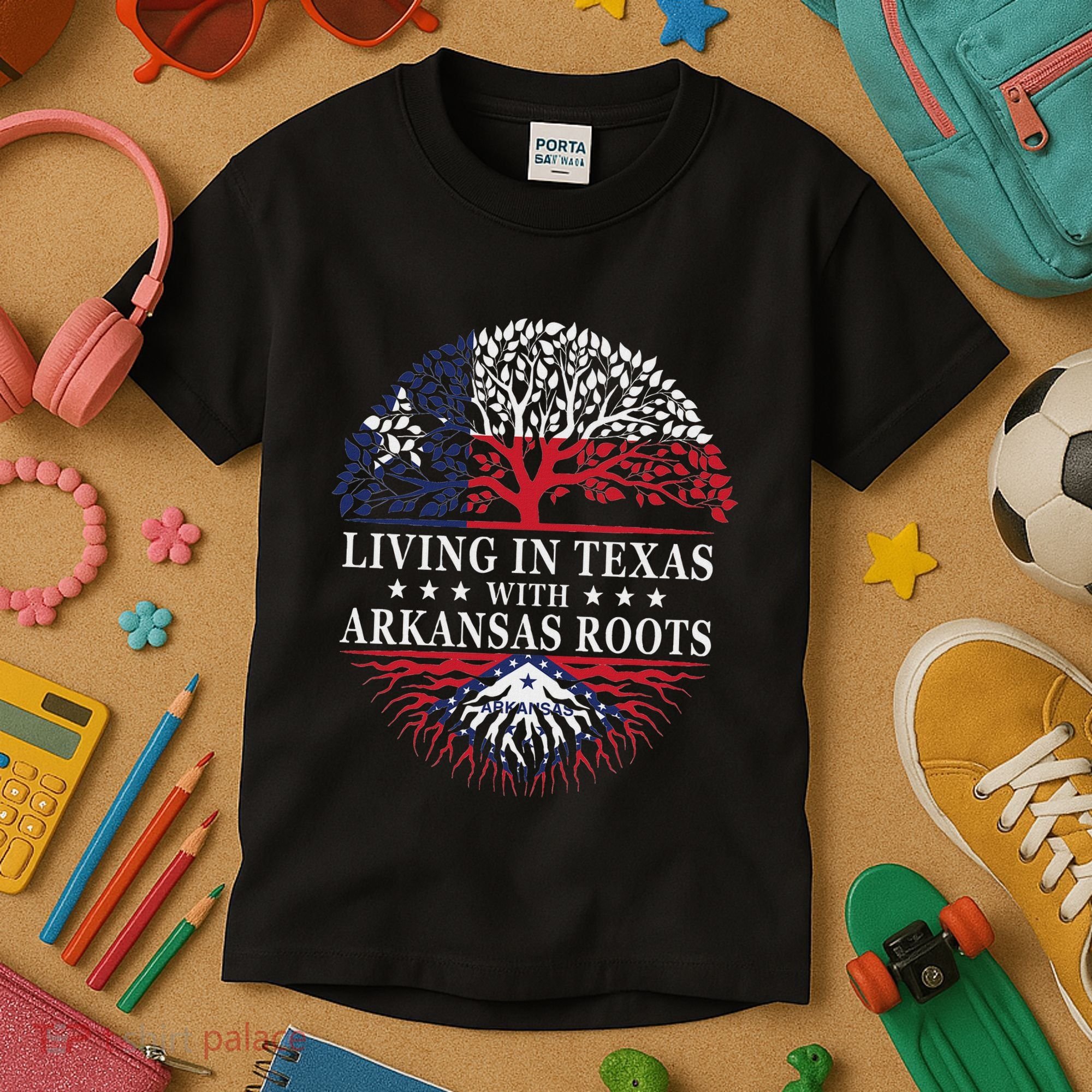 Living In Texas With Arkansas Roots Kids T-Shirt