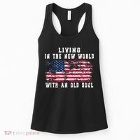 Living In The New World With An Old Soul America Flag Women's Tank Top thumb 0