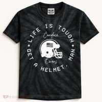 Life Is Tough Get A Helmet Kids Tie-Dye T-Shirt thumb 0