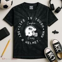 Life Is Tough Get A Helmet Kids Tie-Dye T-Shirt thumb 2