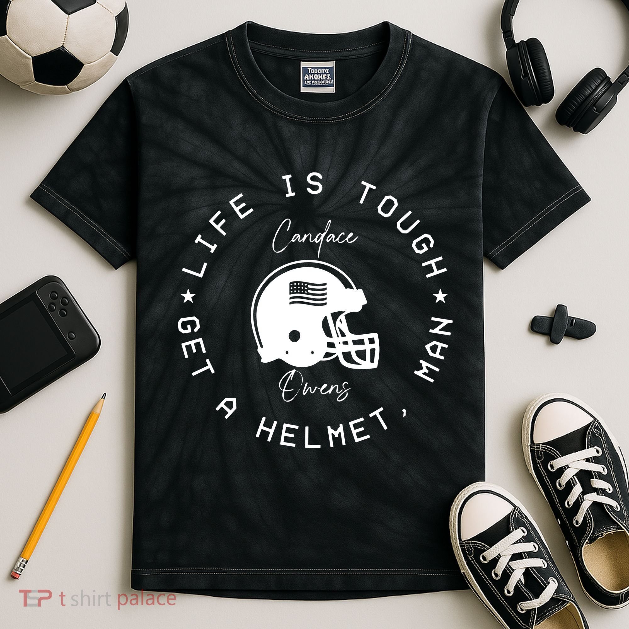 Life Is Tough Get A Helmet Kids Tie-Dye T-Shirt