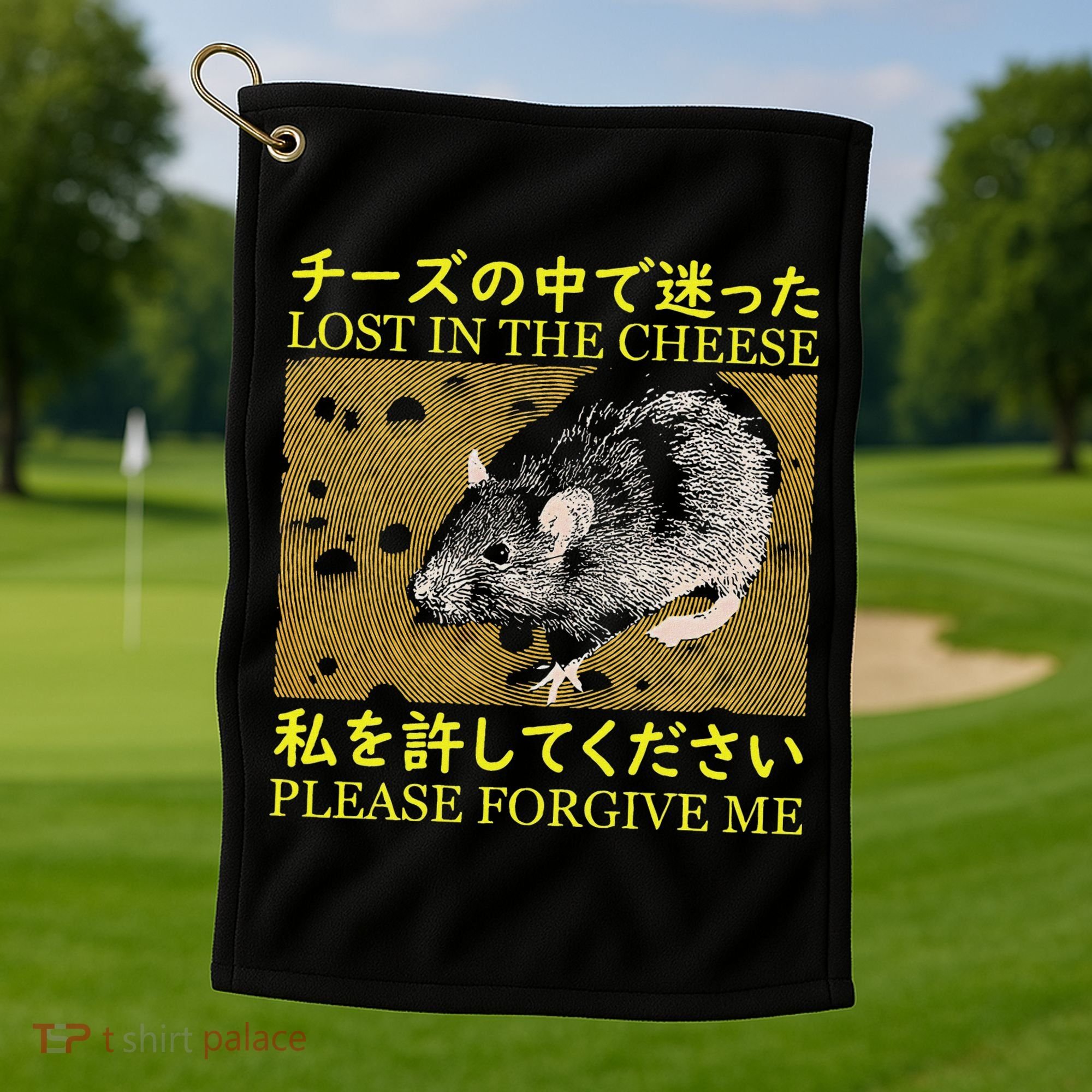 Lost In The Cheese Japanese Rat Golf Towel