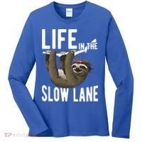 Life In The Slow Lane Funny Sloth Lover Meaningful Gift Women's Long Sleeve Shirt thumb 0