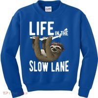Life In The Slow Lane Funny Sloth Lover Meaningful Gift Kids Sweatshirt thumb 0