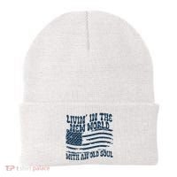 Living In The New World With An Old Soul Beanie thumb 0