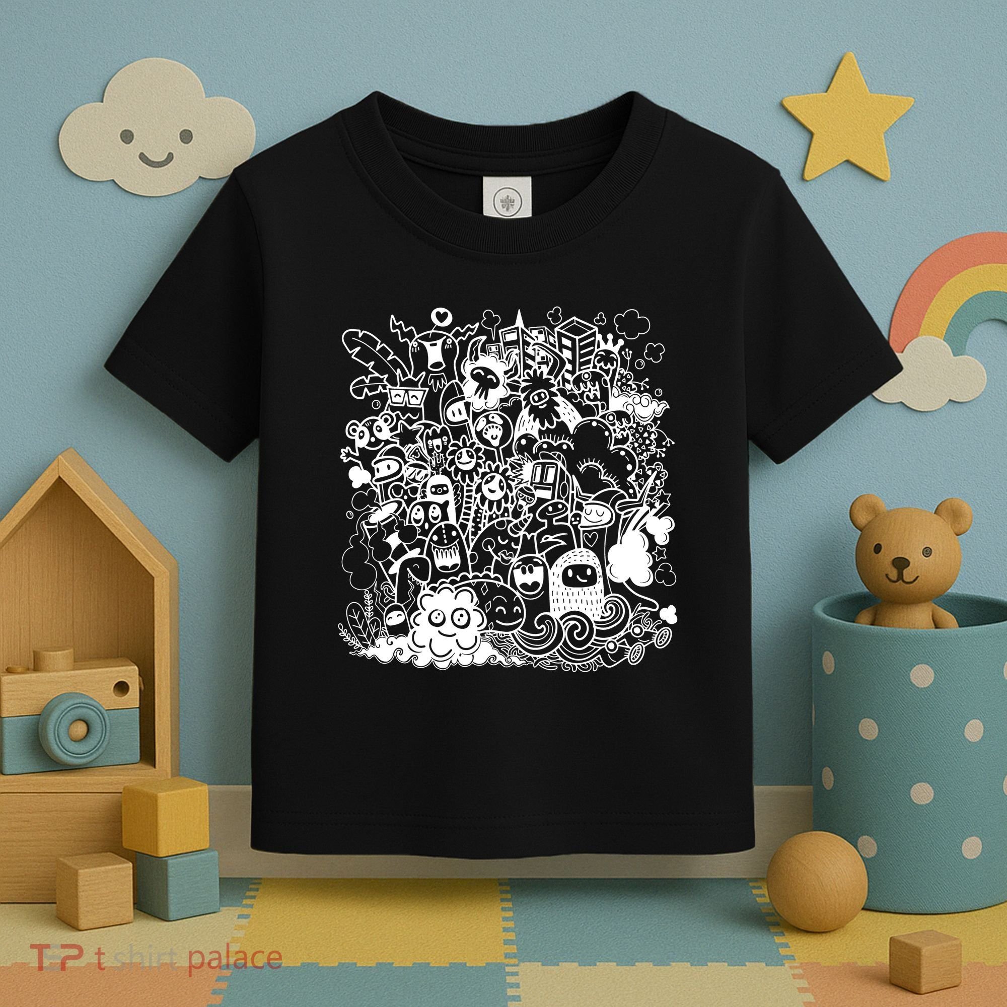 Little Cartoon Monster Mash Up Toddler T-Shirt