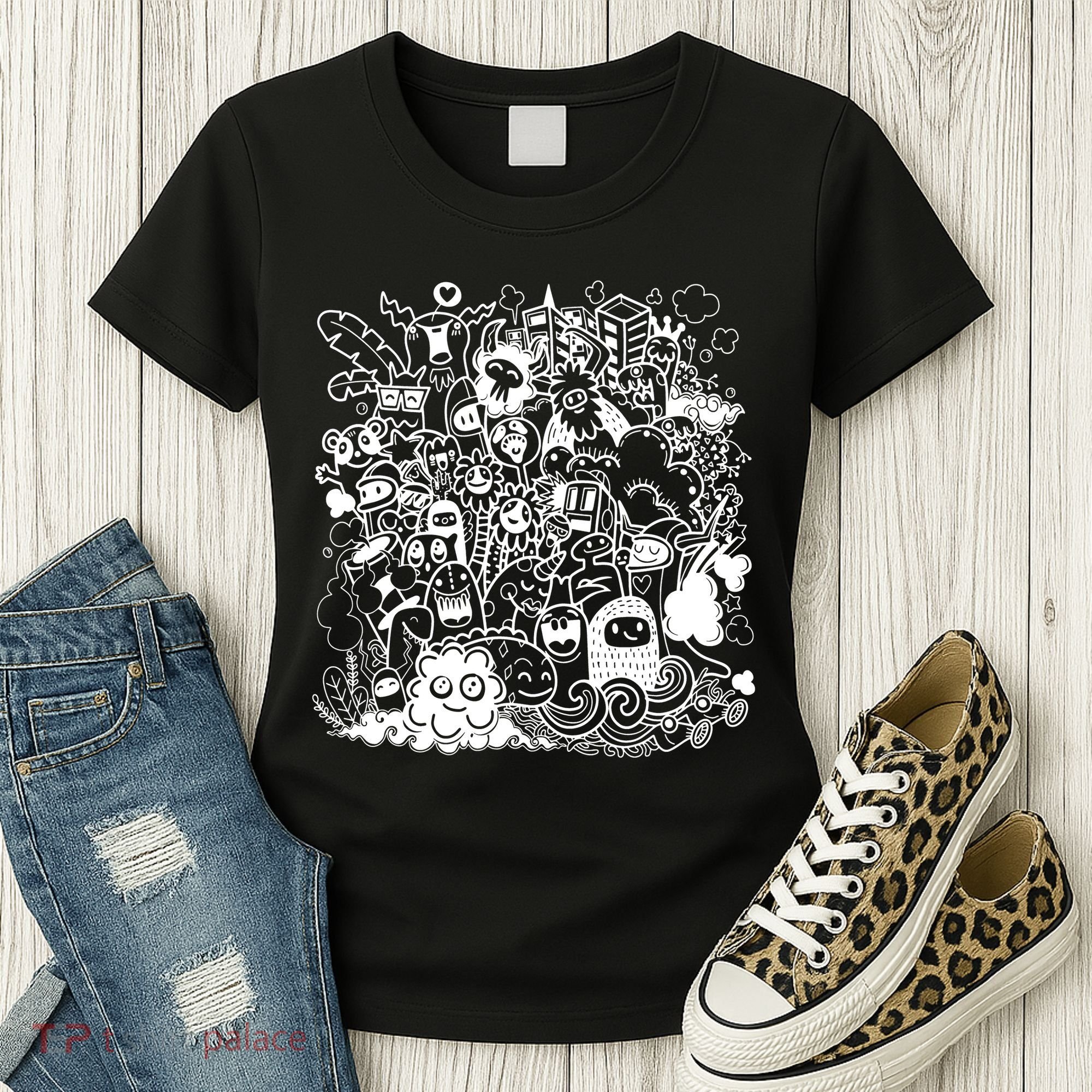 Little Cartoon Monster Mash Up Women's T-Shirt