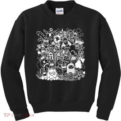 Little Cartoon Monster Mash Up Kids Sweatshirt