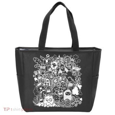 Little Cartoon Monster Mash Up Tote Bag