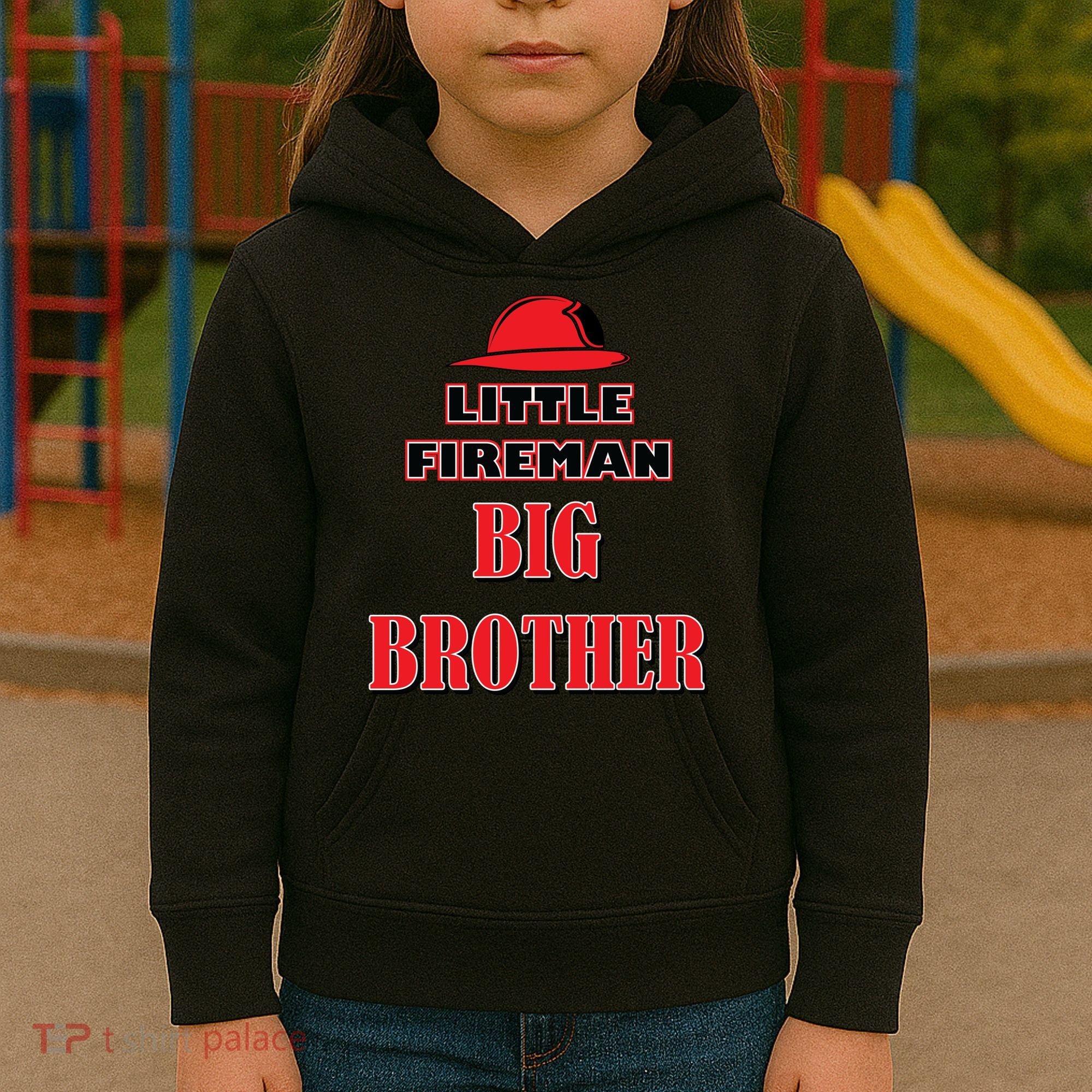 Little Fireman Big Brother Kids Hoodie