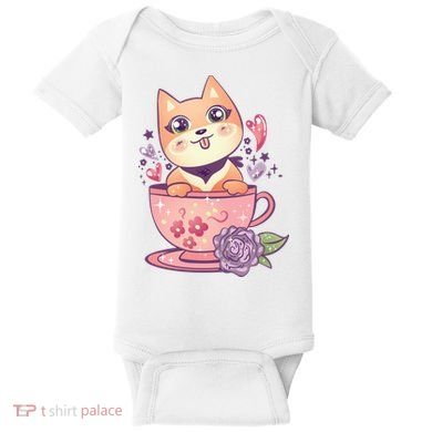 Little Teacup Dog Anime Baby Bodysuit