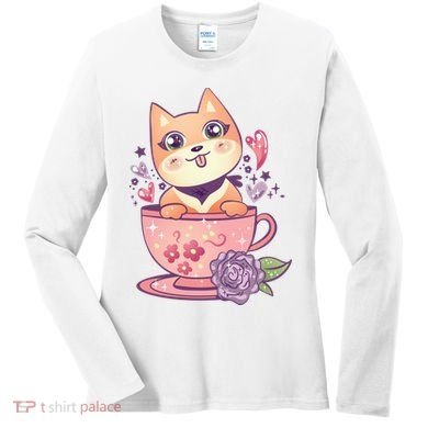 Little Teacup Dog Anime Women's Long Sleeve Shirt