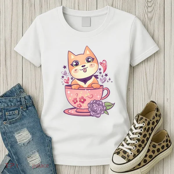Little Teacup Dog Anime Women's T-Shirt