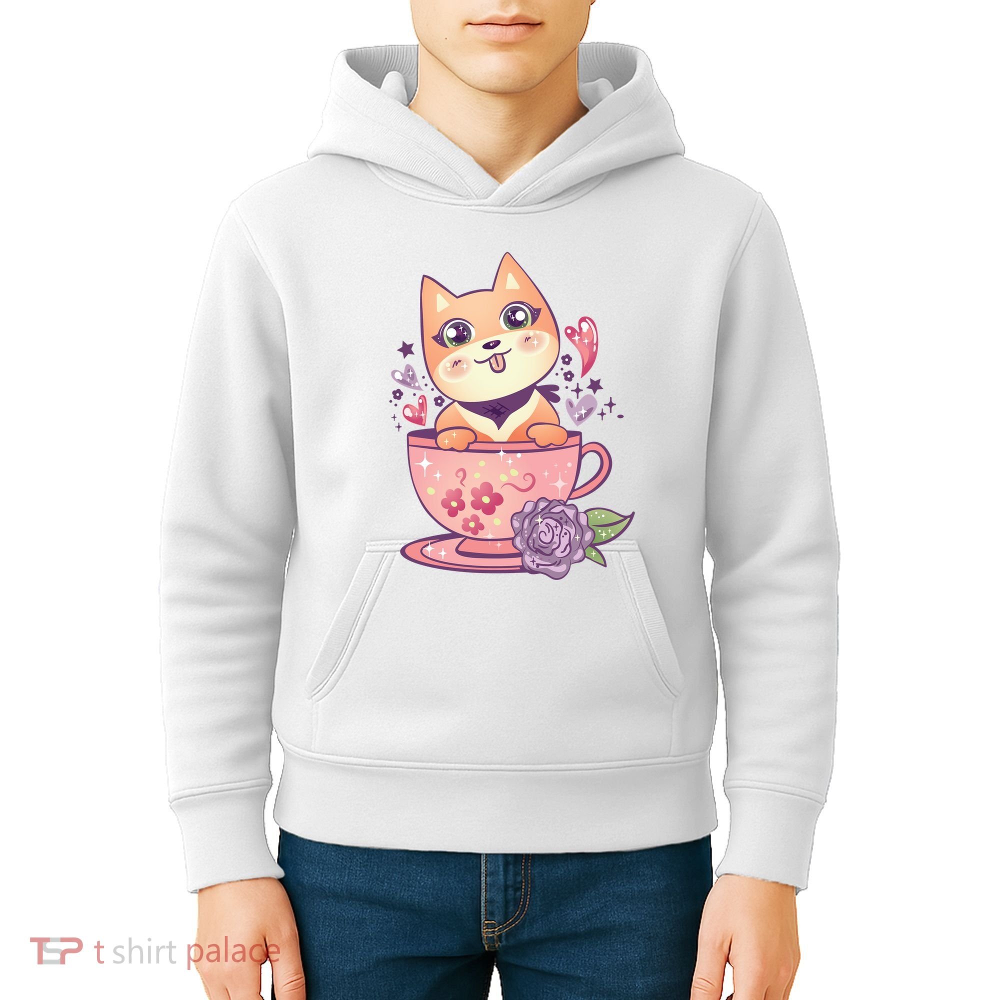 Little Teacup Dog Anime Kids Hoodie