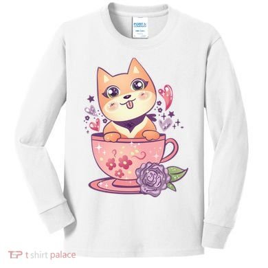 Little Teacup Dog Anime Kids Long Sleeve Shirt