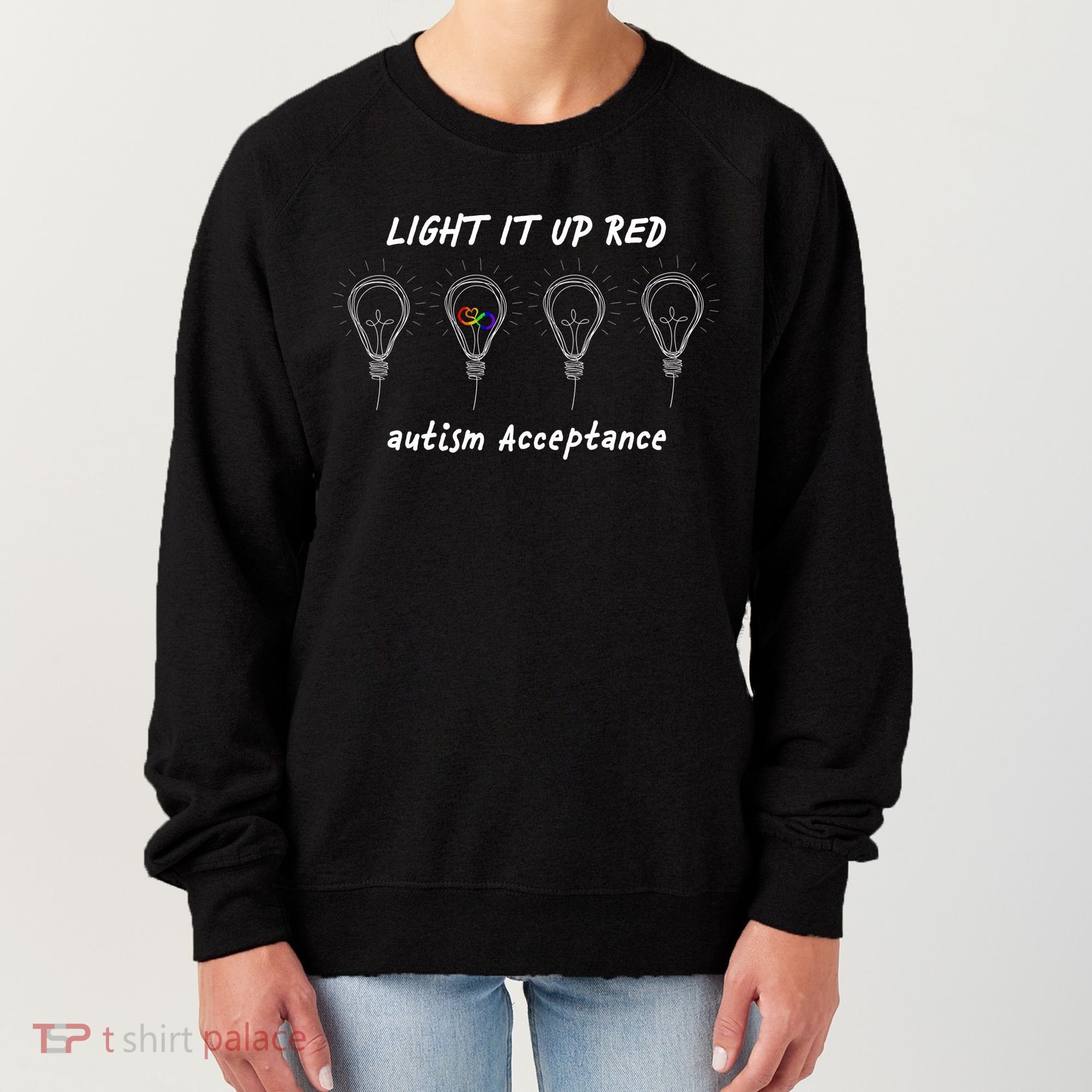 Light It Up Red Autism Acceptance Women's Sweatshirt
