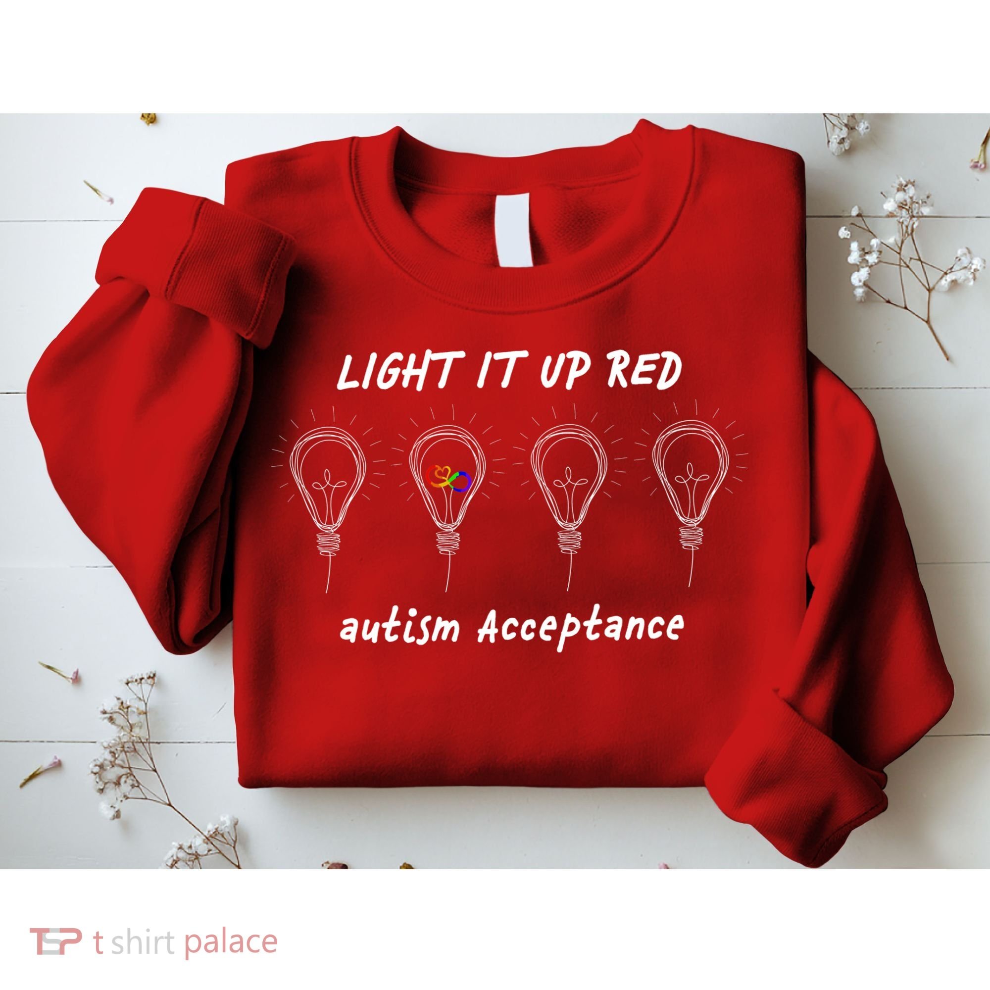 Light It Up Red Autism Acceptance Sweatshirt