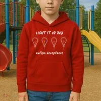Light It Up Red Autism Acceptance Kids Hoodie thumb 2