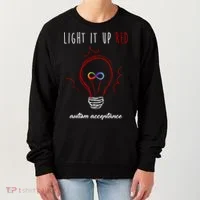 Light It Up Red Autism Acceptance Awareness Women's Sweatshirt thumb 0