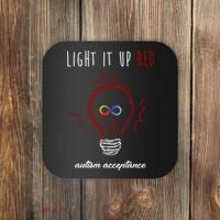 Light It Up Red Autism Acceptance Awareness Coaster thumb 0