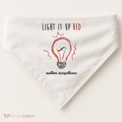 Light It Up Red Autism Acceptance Awareness USA-Made Doggie Bandana