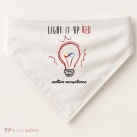 Light It Up Red Autism Acceptance Awareness USA-Made Doggie Bandana thumb 0