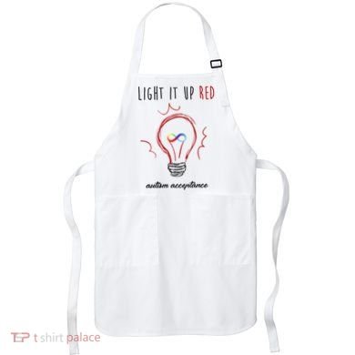 Light It Up Red Autism Acceptance Awareness Apron