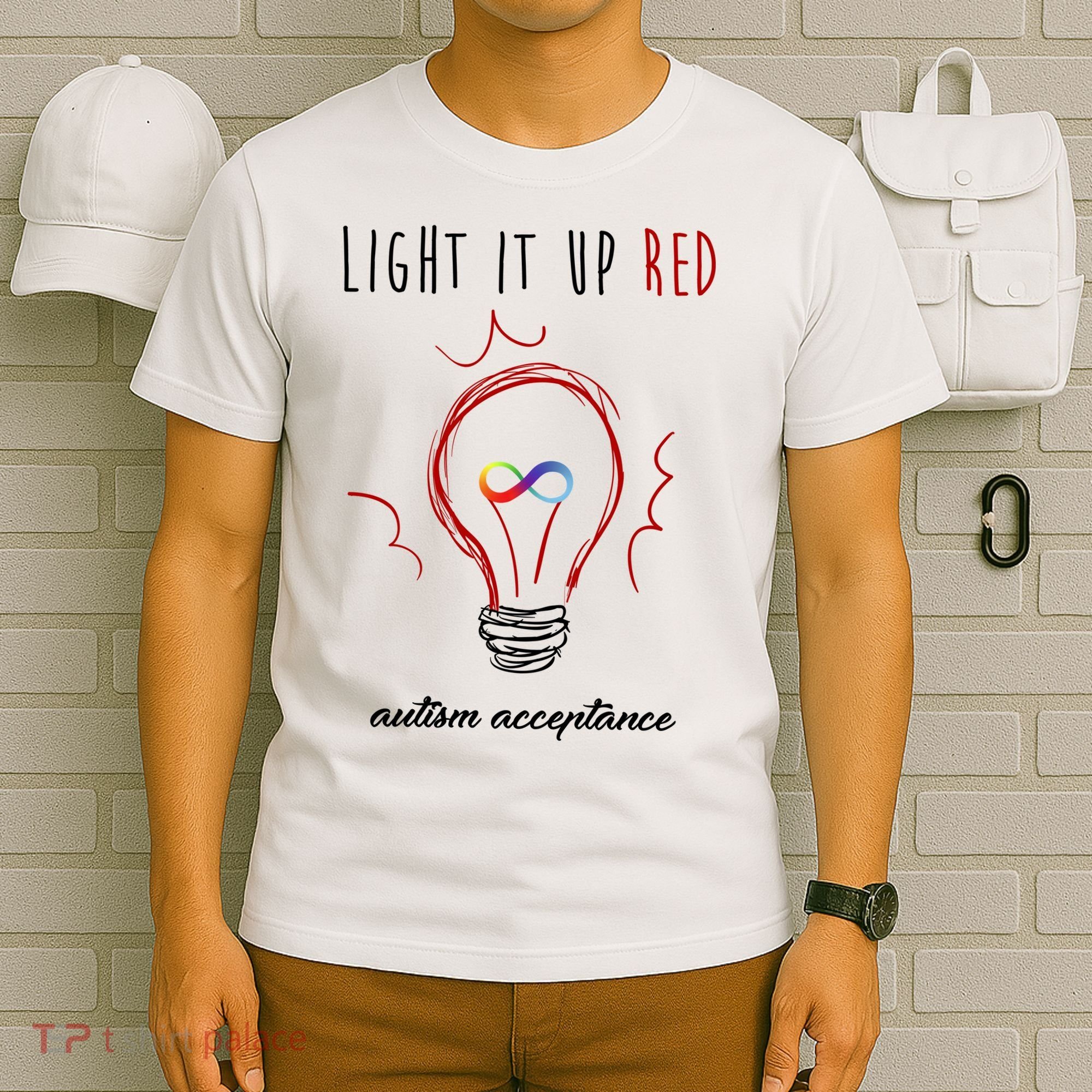 Light It Up Red Autism Acceptance Awareness T-Shirt