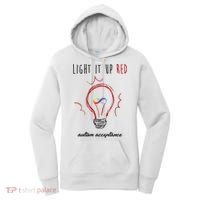Light It Up Red Autism Acceptance Awareness Women's Hoodie thumb 0