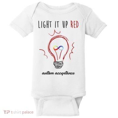 Light It Up Red Autism Acceptance Awareness Baby Bodysuit